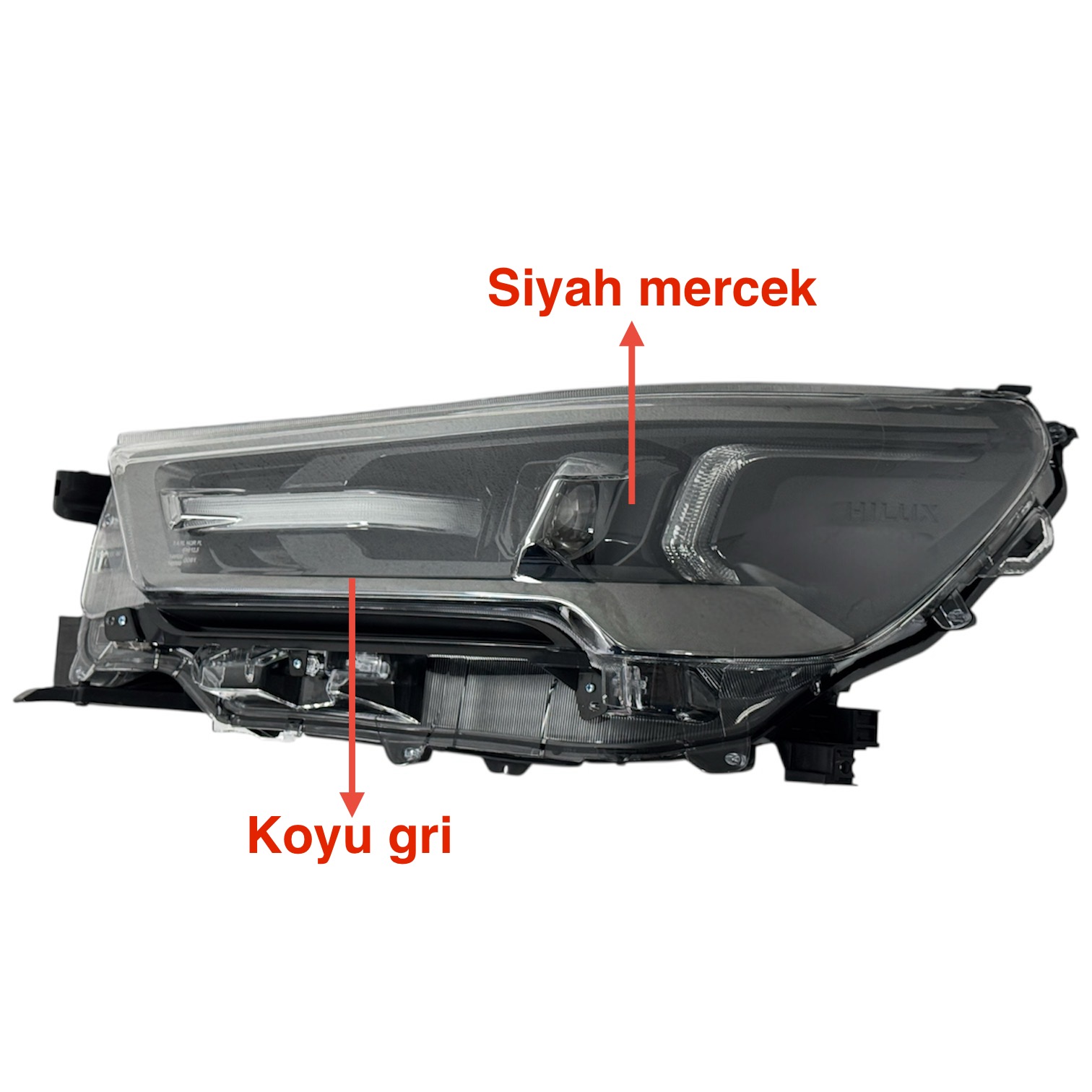 FAR HILUX REVO 21-24 LH (MERCEKLİ/İÇİ KOYU GRİ/ SİYAH MERCEK)/(HILUX YAZILI-INVINCIBLE)