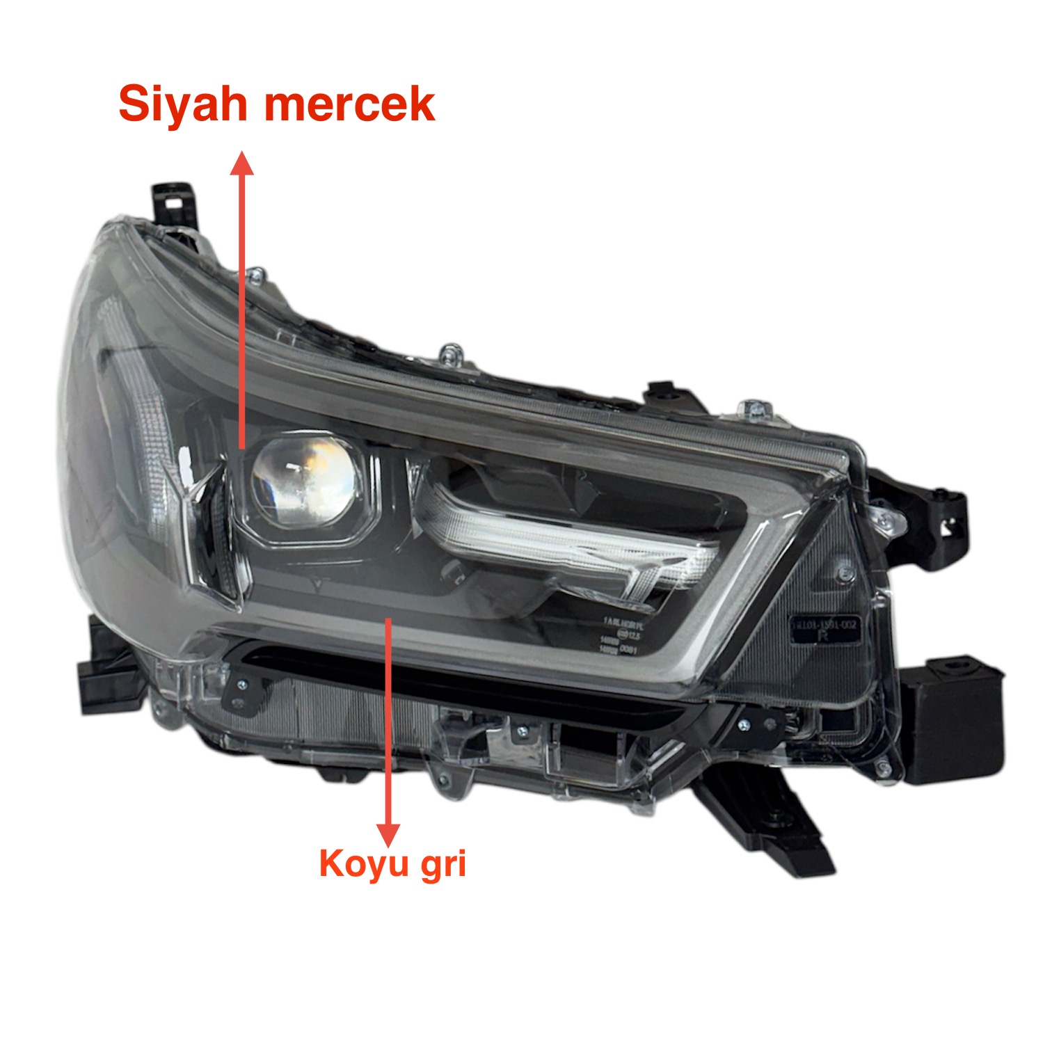 FAR HILUX REVO 21-24 RH (MERCEKLİ/İÇİ KOYU GRİ SİYAH MERCEK)/(HILUX YAZILI-INVINCIBLE)